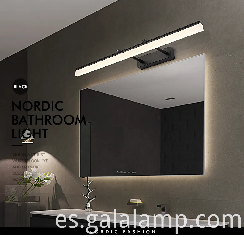 Luz de espejo LED extensible impermeable para una fácil instalación